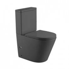 Унитаз-компакт безободковый HOLLER SLIM MDG (сиденье дюропласт с микролифтом, арматура 2-х режимная) (2 места) серый матовый